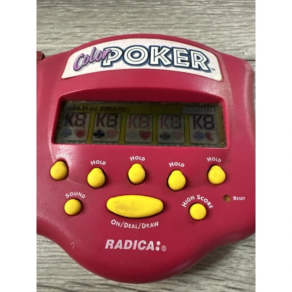 Vintage 1999 Radica Color Poker Handheld‎ Electronic Game Pink Retro Toy 1109